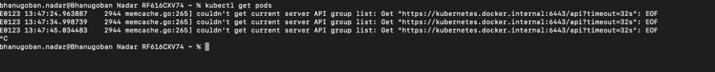couldn’t get current server API group list Error